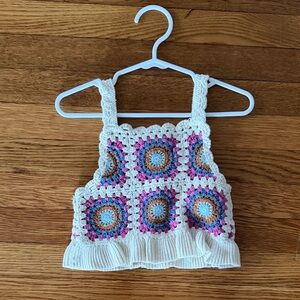 Zara Kids Crochet Camisole - White with Multicolor Accents